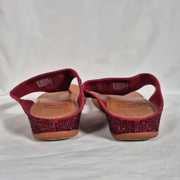 Fitflop Banda Glitz Thong Red Brown Sandal Shoes Women's Size 8 - Picture 5 of 9